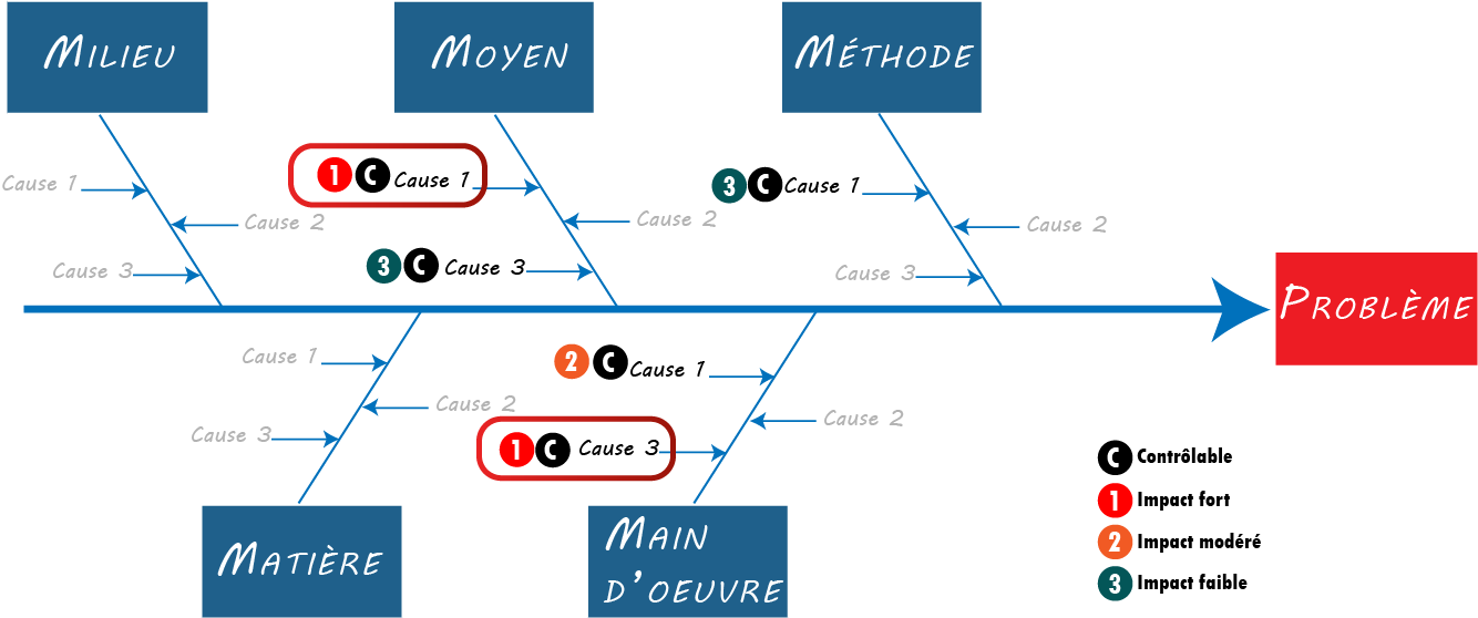 Diagramme ishikawa avec sélection des causes
